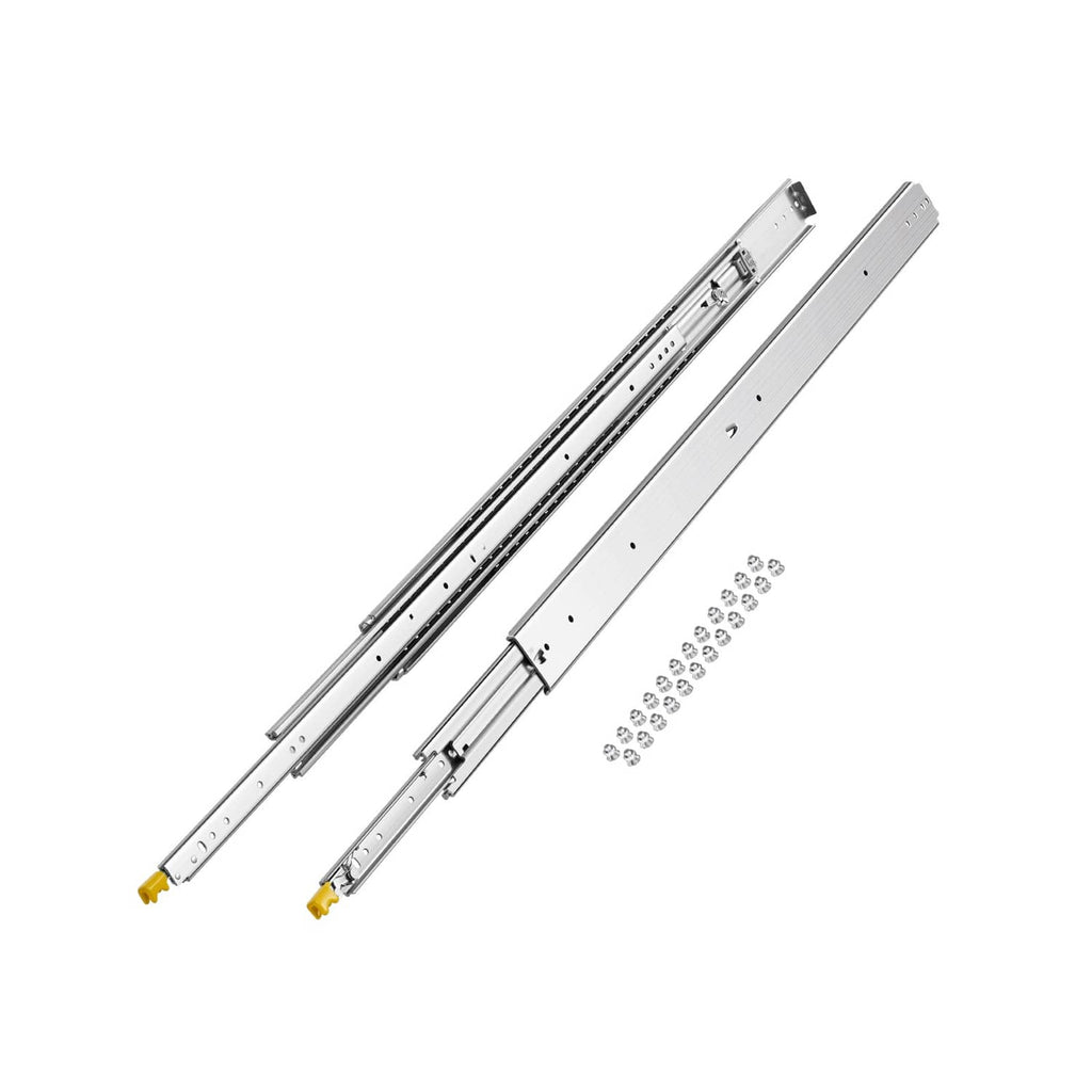 Pair of full-extension soft-close drawer slides with ball bearings and mounting screws