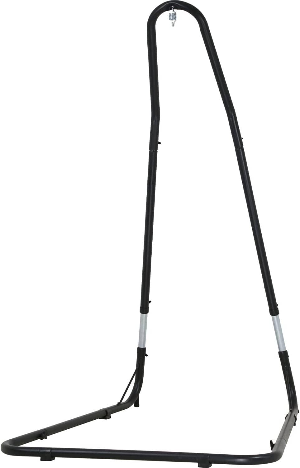 Adjustable hammock chair stand frame with curved base, black