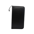 Black PU leather CD/DVD case with zipper and carry loop, slim vertical design