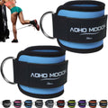 Blue and black adjustable ankle straps with metal D-ring, AOHO MOOON