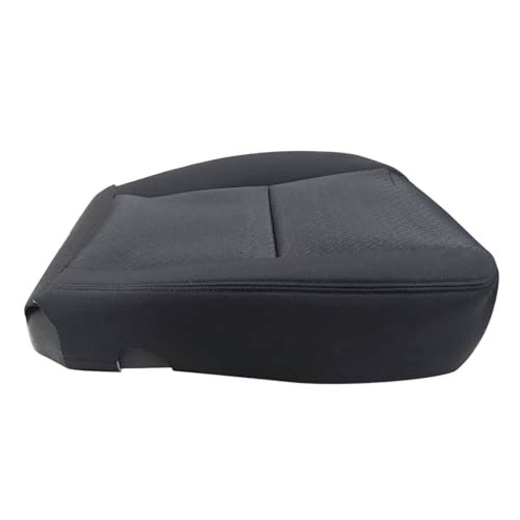 Black front driver seat cushion cover, textured fabric with stitched center seam