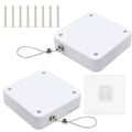 White automatic sliding door closer set with two mounting plates and release cord