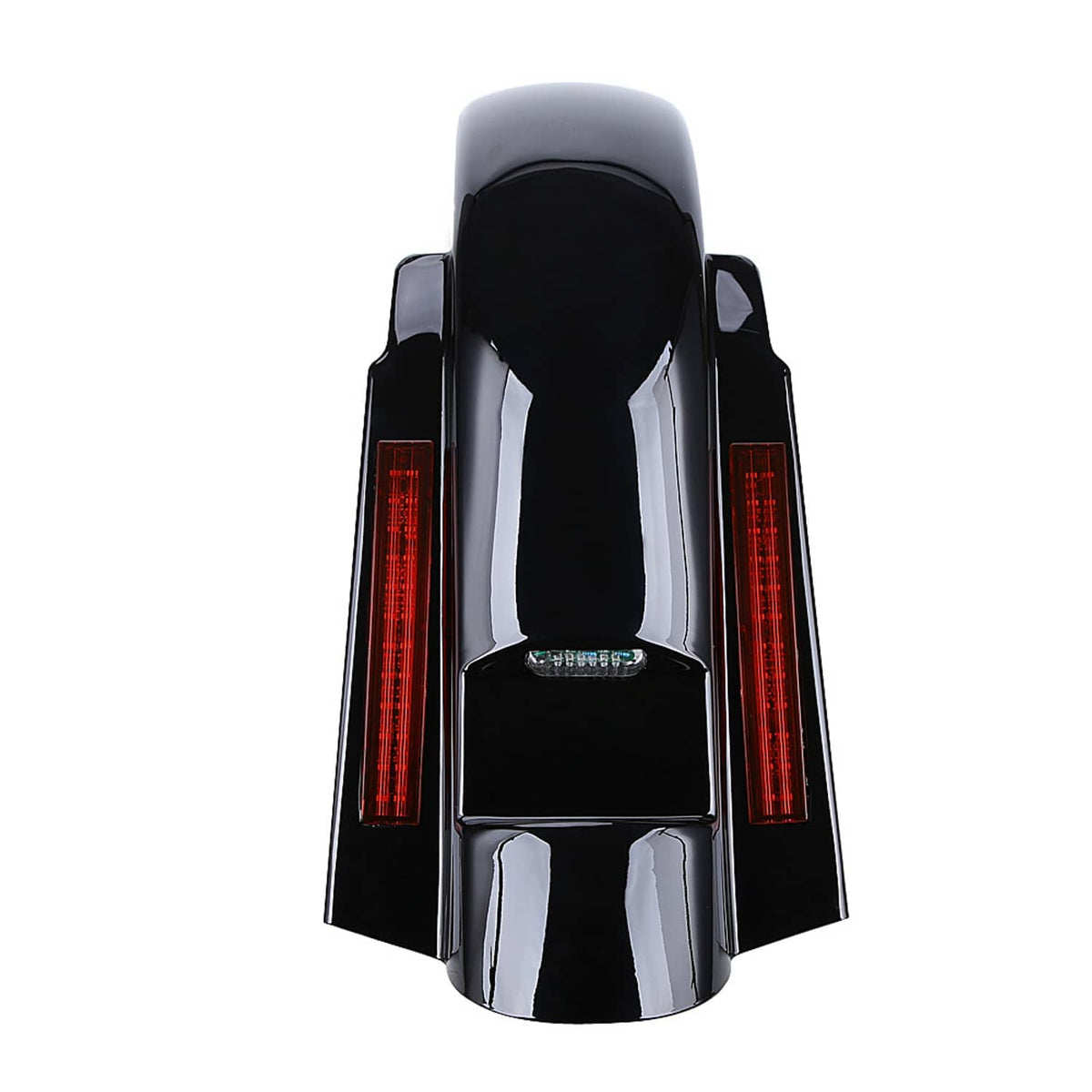 Rear fender assembly with red vertical LED lights and small central LED cluster
