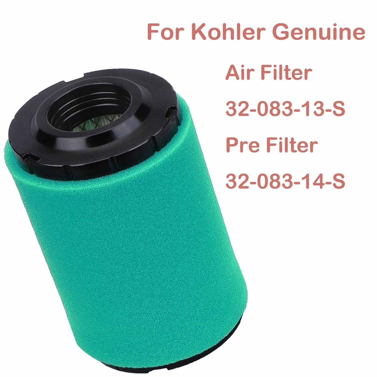 Green foam air filter cylinder with black threaded top