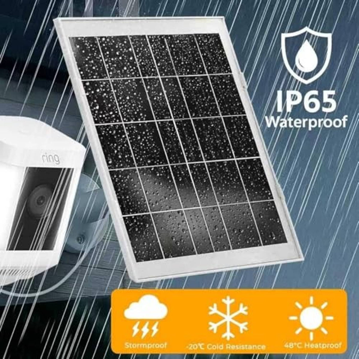 Waterproof solar panel with raindrop-resistant surface, suitable for outdoor spotlight mounting