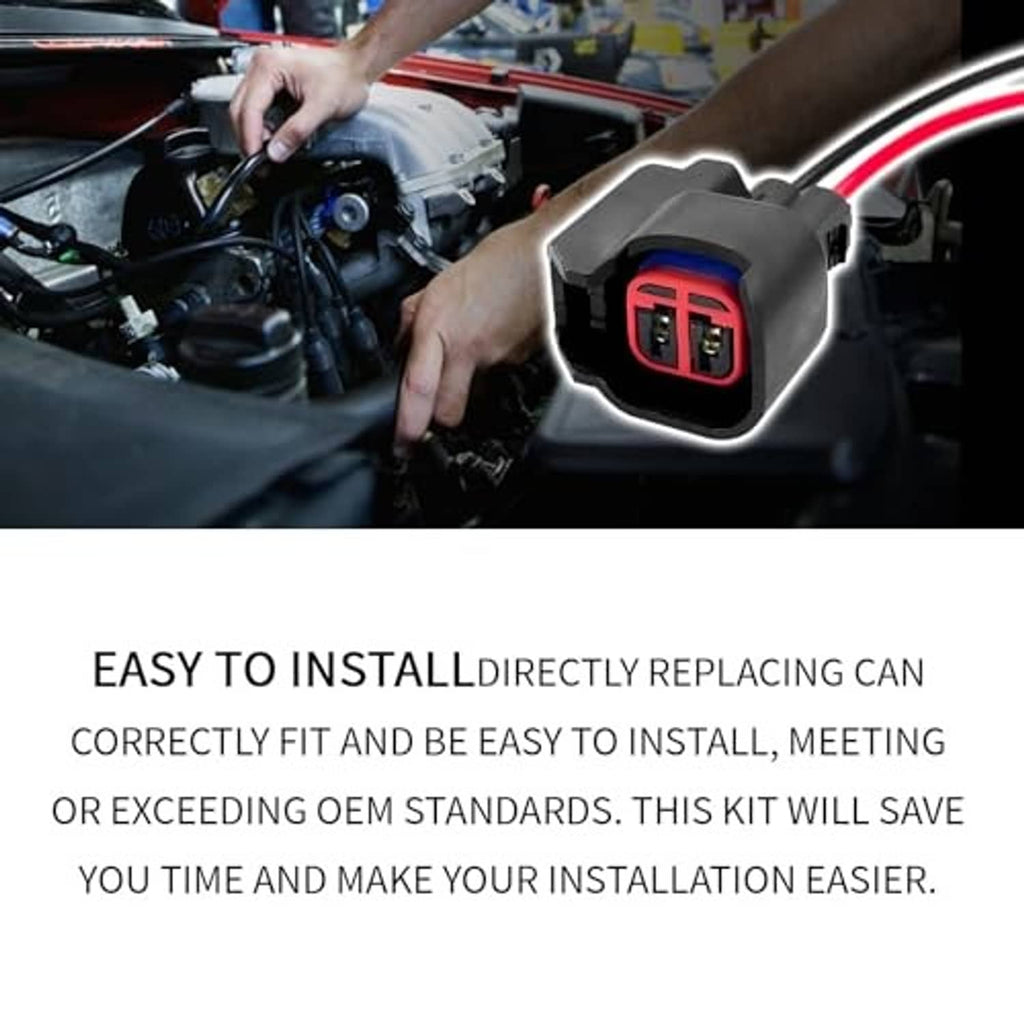 Black fuel injector connector plug installed in an engine bay
