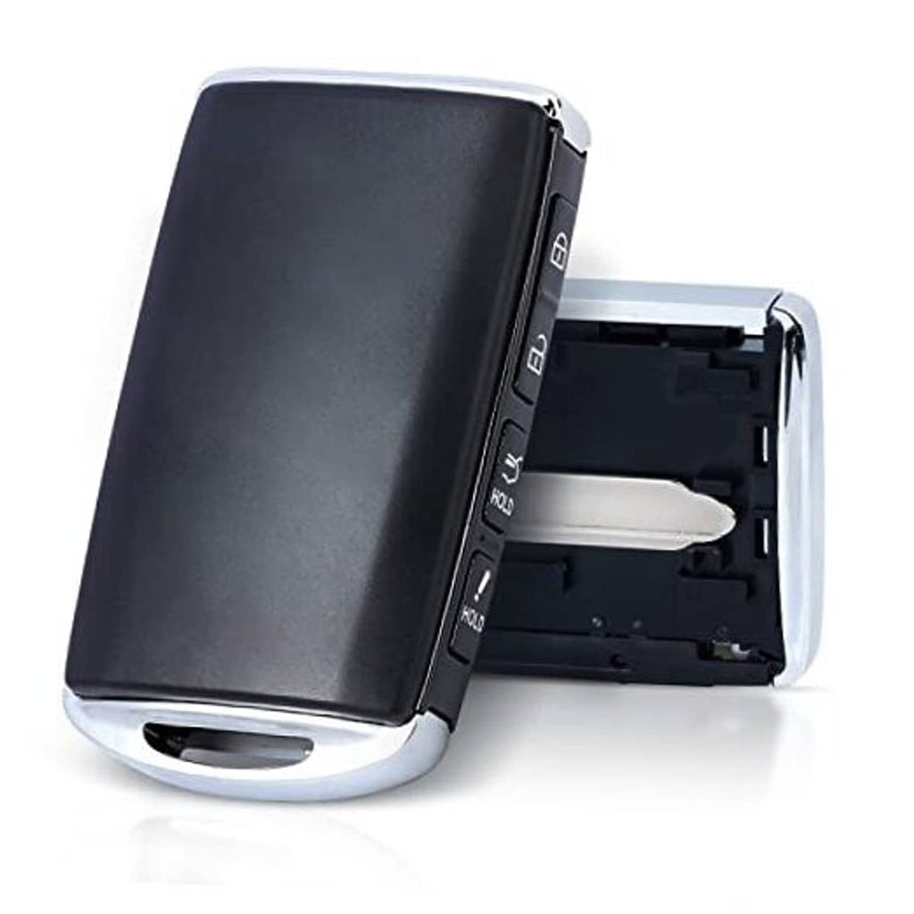 Black key fob case shell with silver edges, showing open interior housing