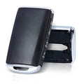 Black key fob case shell with silver edges, showing open interior housing
