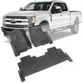 Black TPE floor mat set for front and rear, molded channels and raised edges