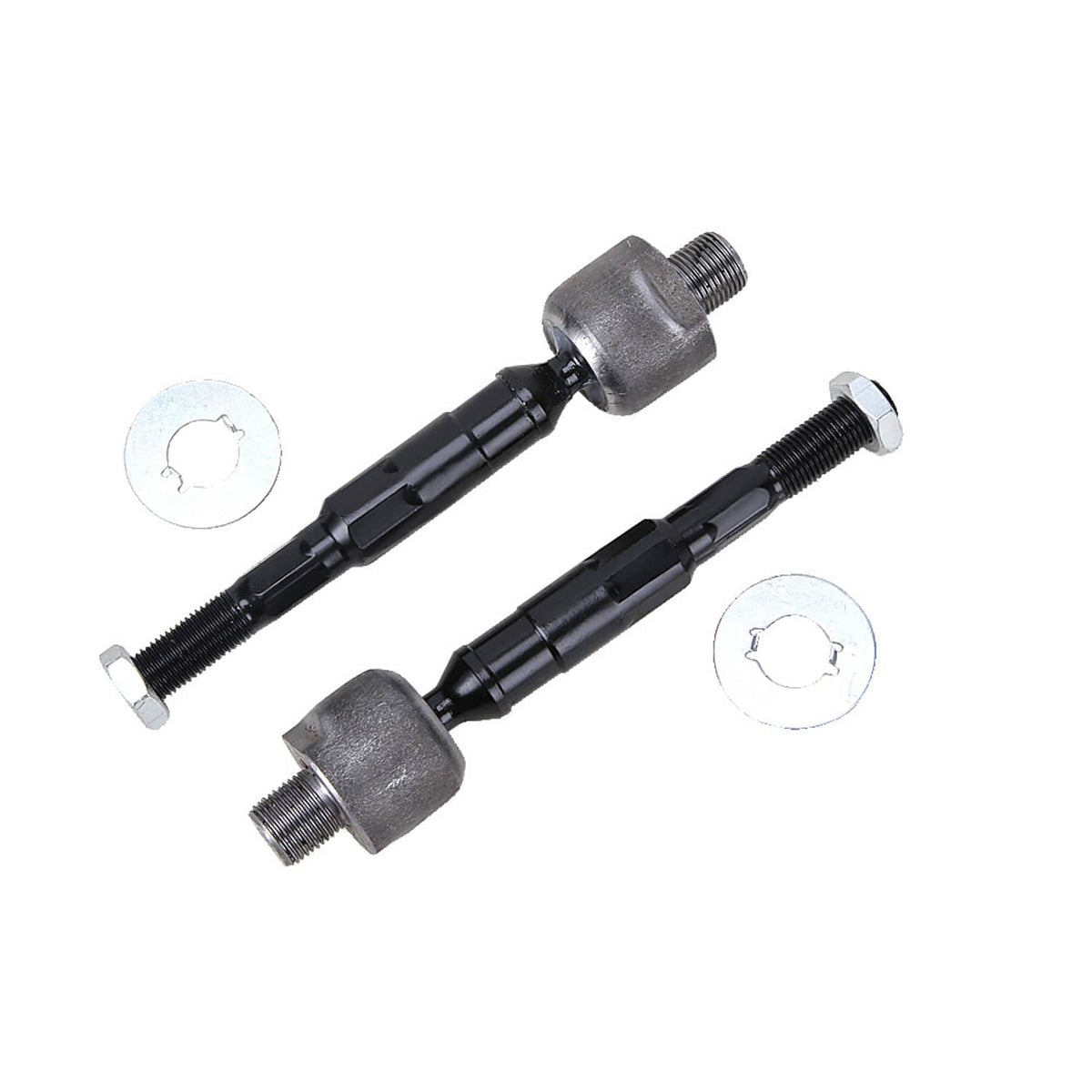 Adjustable tie rod links with ball end housings and mounting bolts