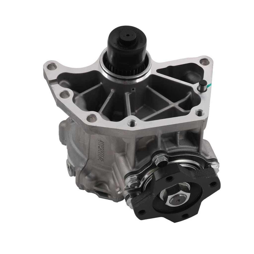 Transfer case assembly with central splined gear and front output flange