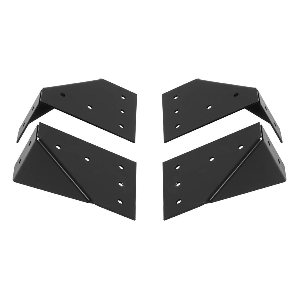 Black V-corner roof rack bracket set with drilled mounting holes