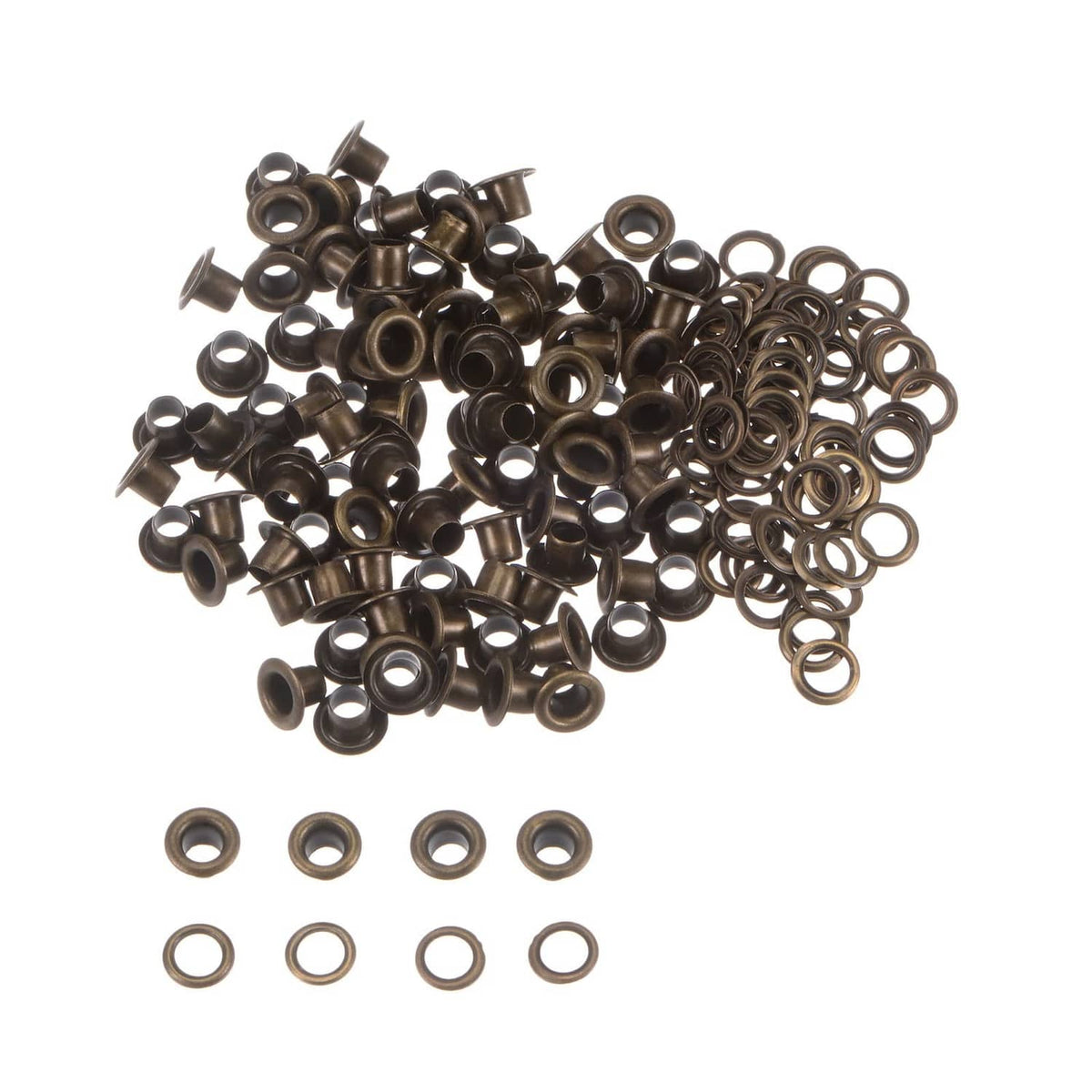 Bronze metal grommets and eyelets set, mixed with installation pins
