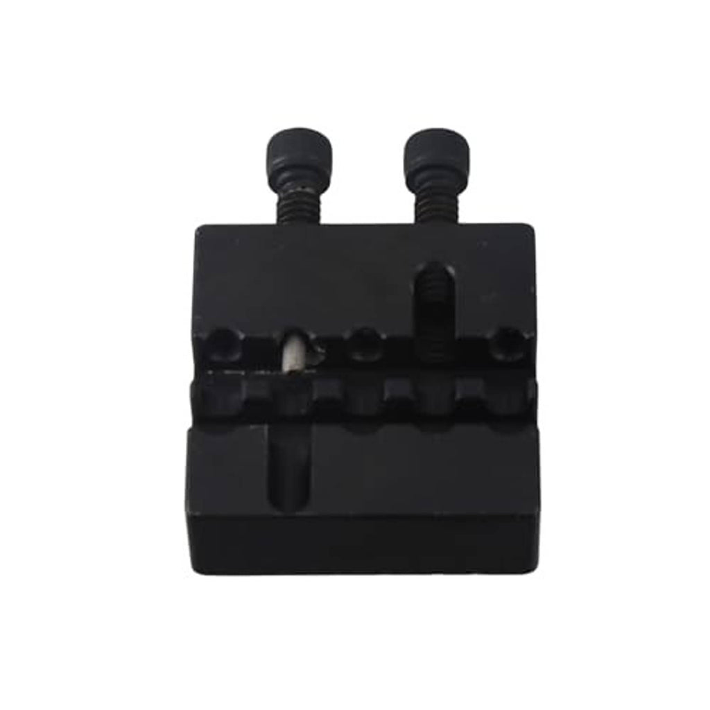 Black chain breaker tool front view with guide slots and adjustment screw