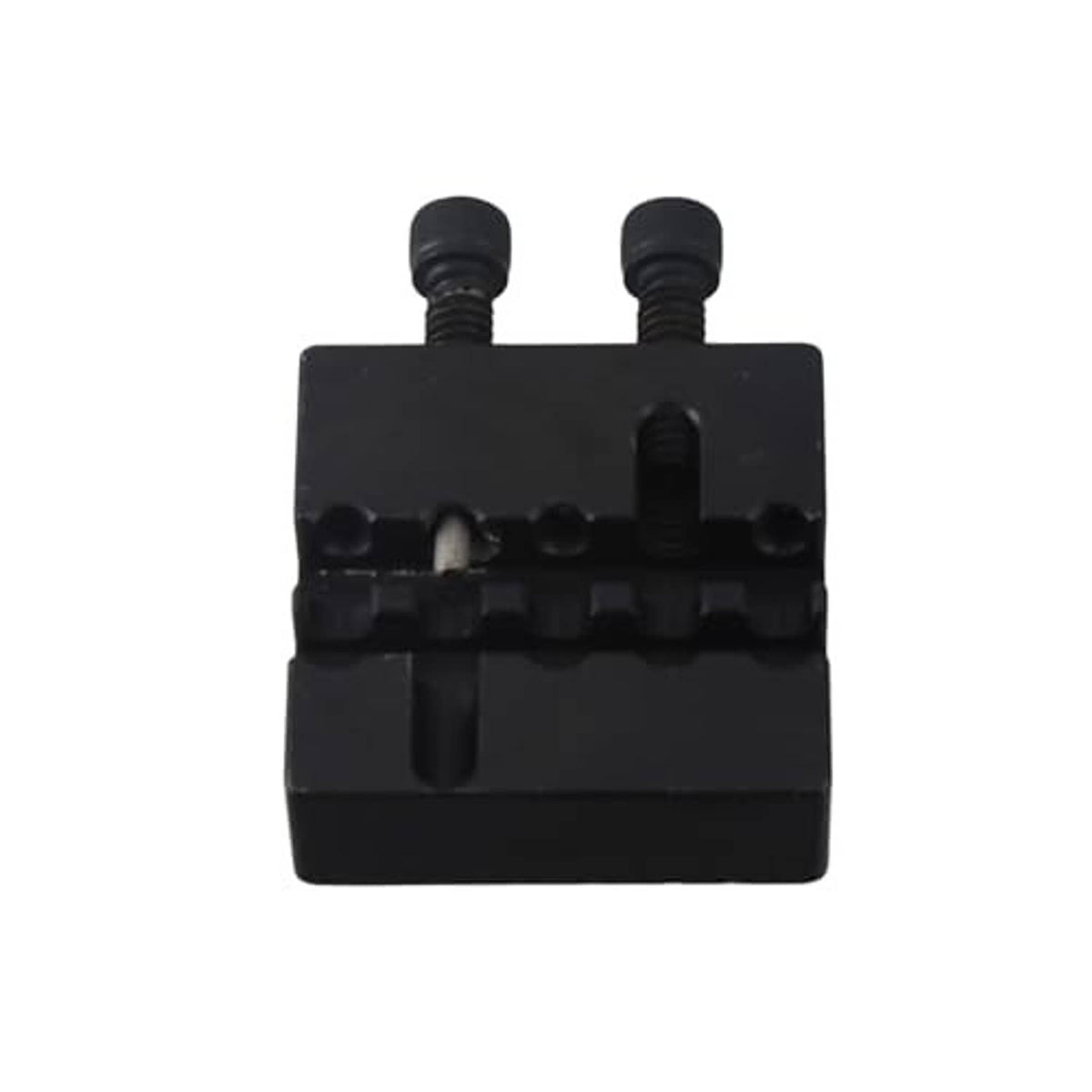 Black chain breaker tool front view with guide slots and adjustment screw