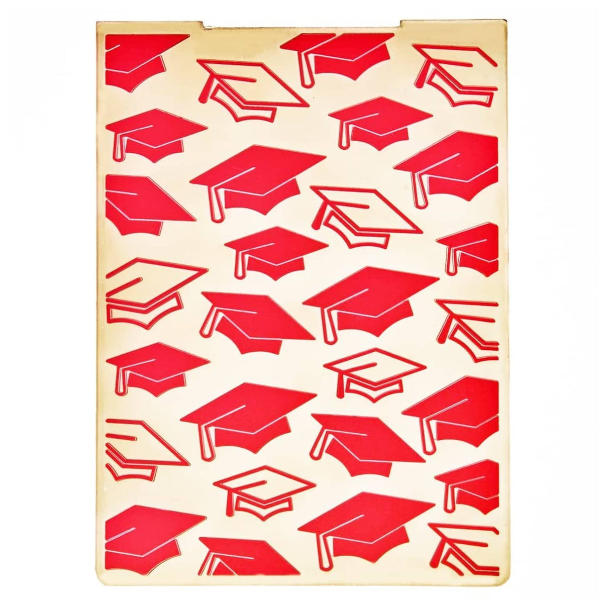 Graduation cap embossing folder sheet with red cap patterns for card making