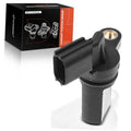 Black camshaft position sensor with metal electrical terminal and mounting base