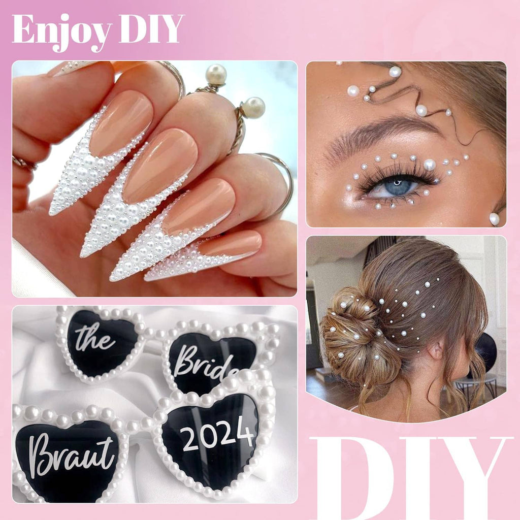 White flatback pearls used for DIY face and hair embellishment