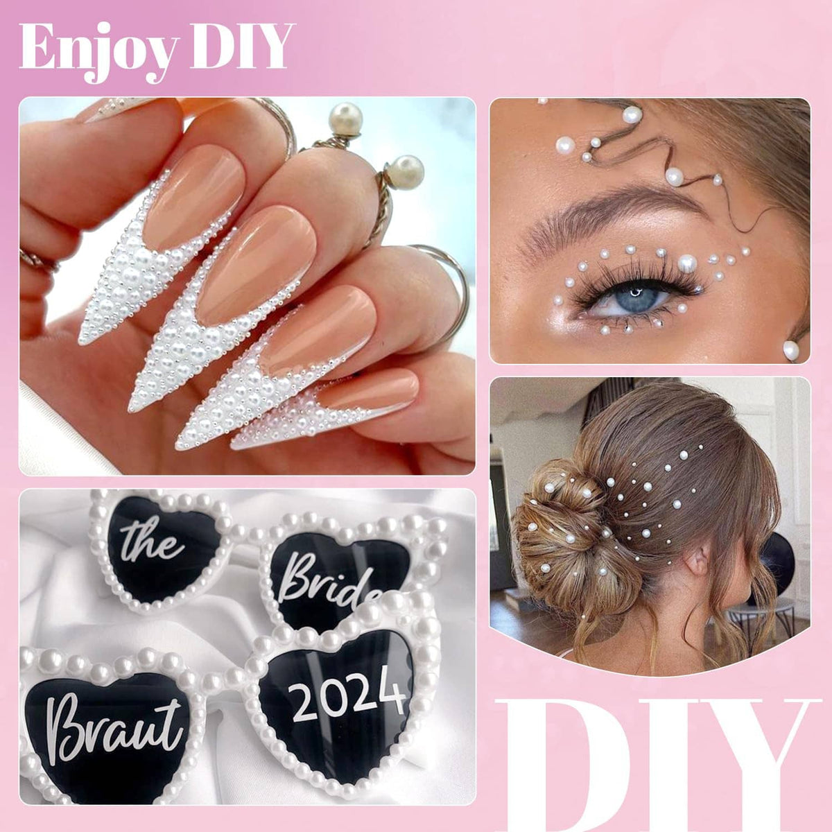 White flatback pearls used for DIY face and hair embellishment
