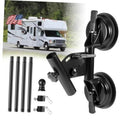 Black RV flag pole suction cup mount with adjustable bracket and flag hardware