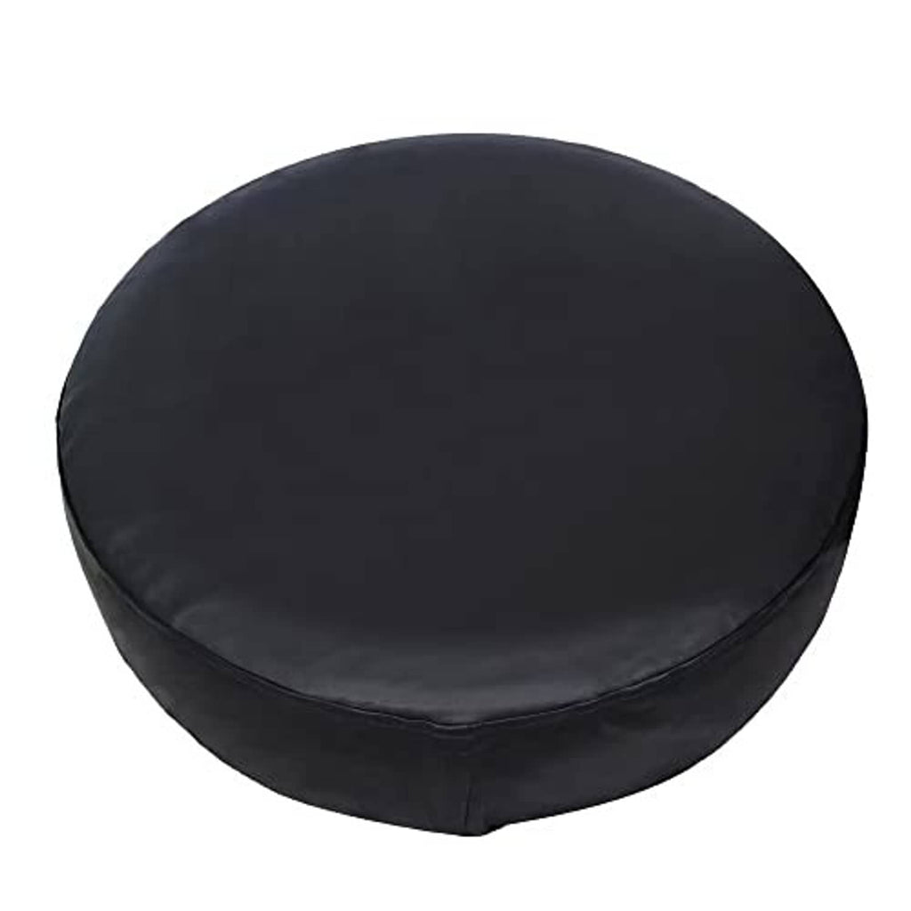 Spare tire cover, black round cover with elastic rim and seam along the edge