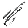 Steering linkage drag link and tie rod kit with metal bars, boots, and hardware pieces