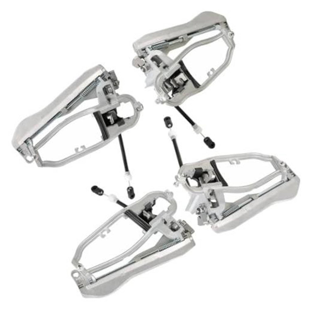 Set of chrome outside door handle carrier assemblies with springs and mounting brackets
