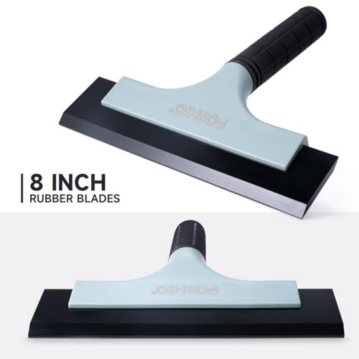 Car window squeegee with light-gray head and black rubber double-edge blade