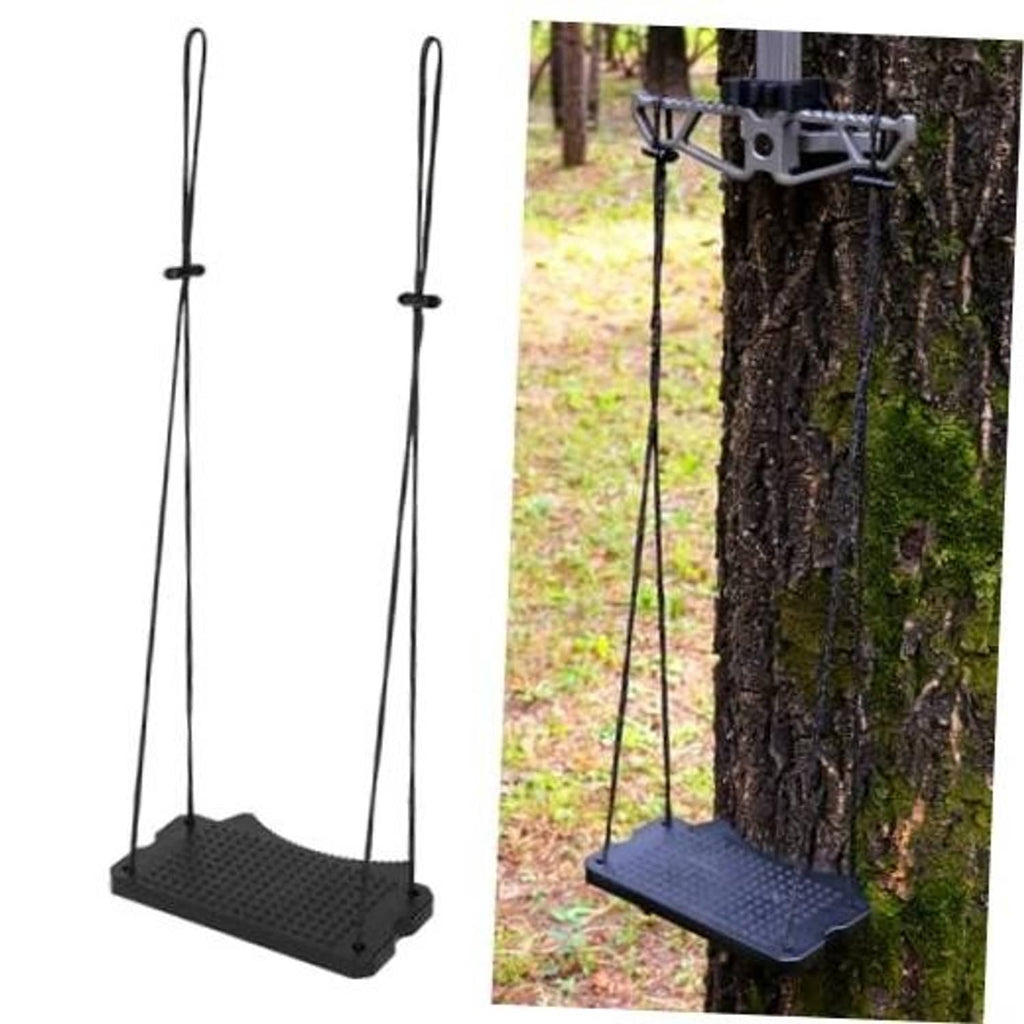 Climbing stick aider single-step platform with two suspension cords and textured anti-slip footpad
