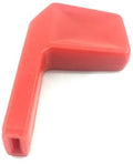 Red L-shaped throttle control knob with rectangular grip end and molded cap.