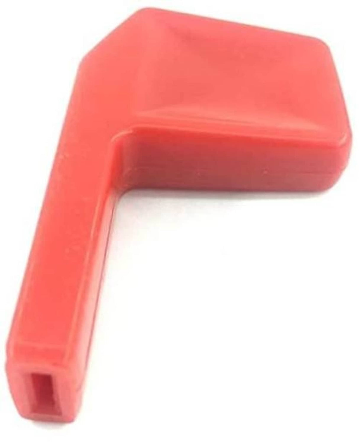 Red L-shaped throttle control knob with rectangular grip end and molded cap.