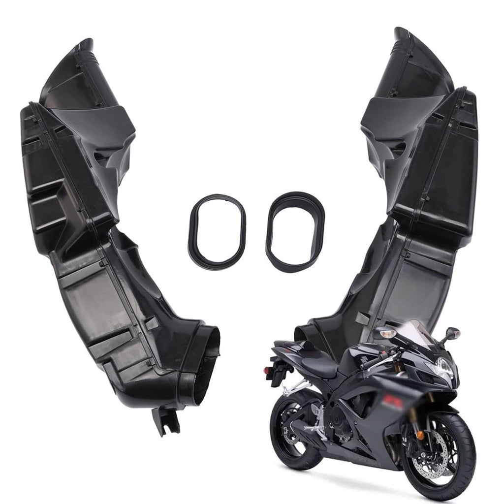 Motorcycle ram air intake ducts in black plastic with two O-ring seals included