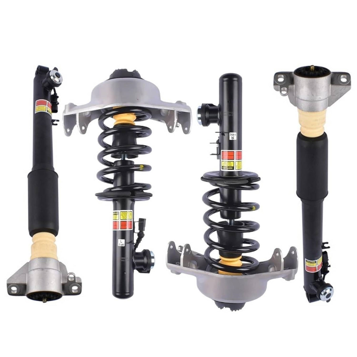 Front and rear electronic shock strut assemblies set with coil springs and mounts