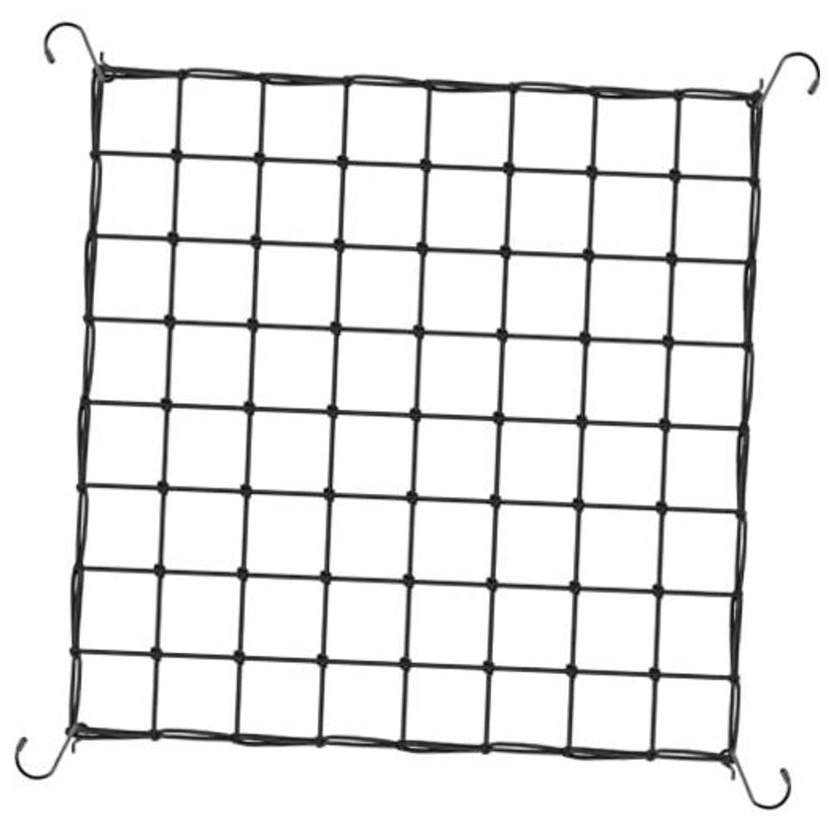 Square grid scrog trellis netting panel with four metal corner hooks