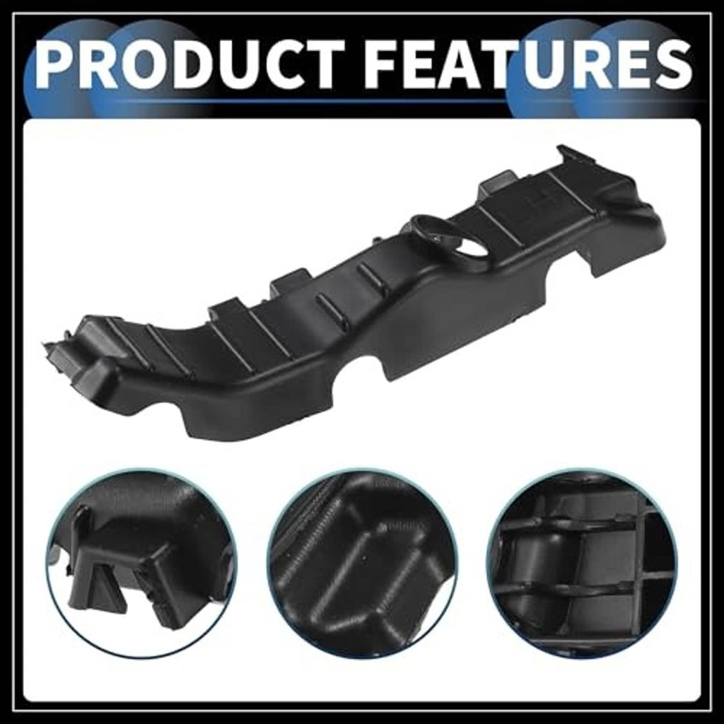 Black bumper support bracket with molded ribs and snap-fit mounting tabs