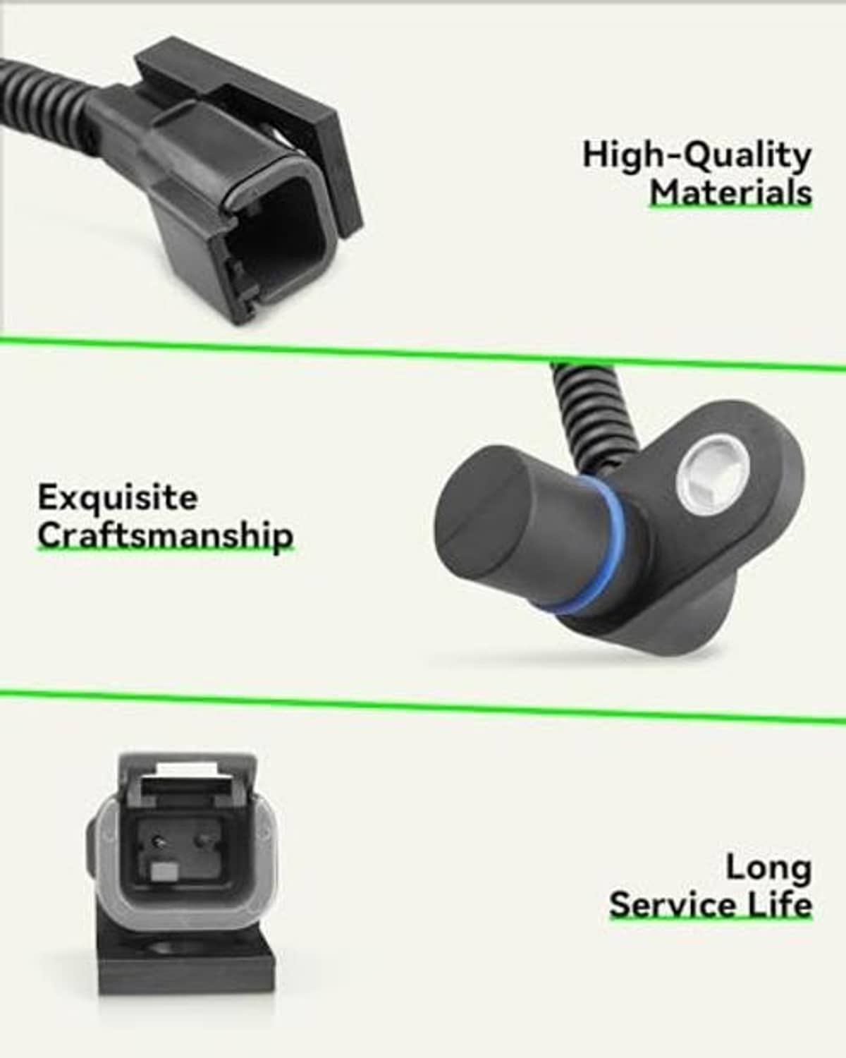 Crankshaft position sensor with plastic plug, gray body, blue ring