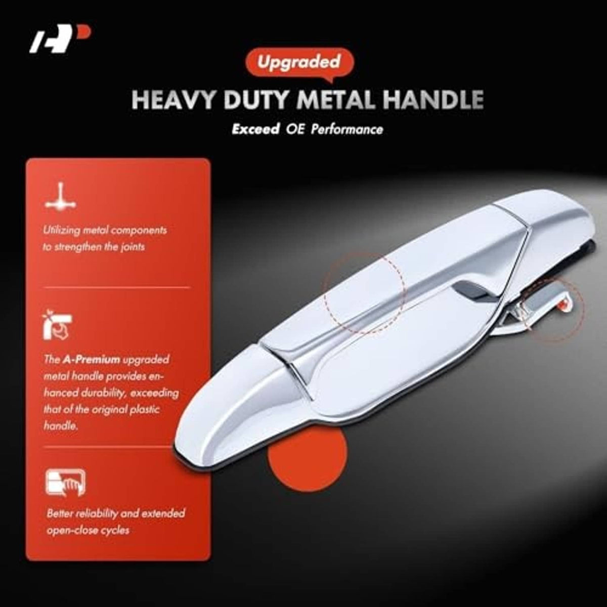 Chrome heavy-duty exterior door handle with smooth rectangular lever