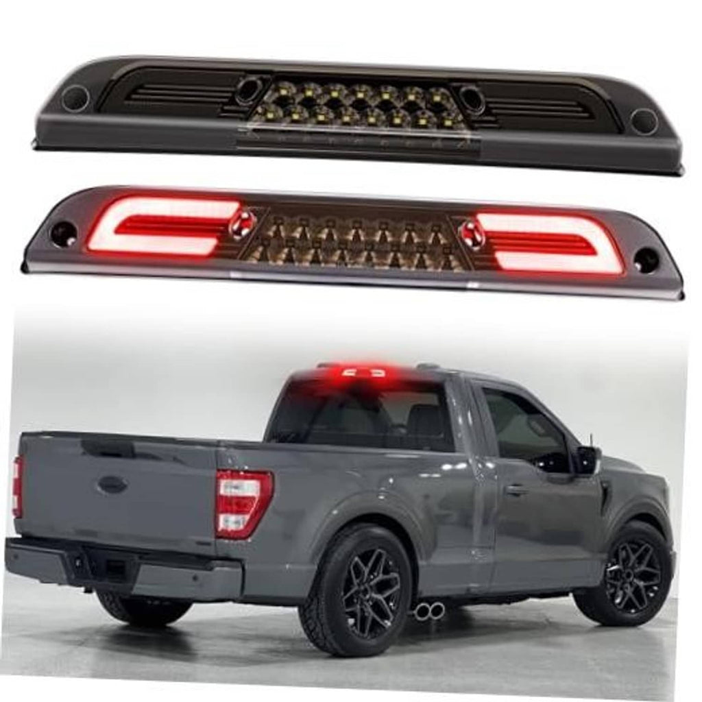Smoke-lens LED third brake light with central LED bar and black housing