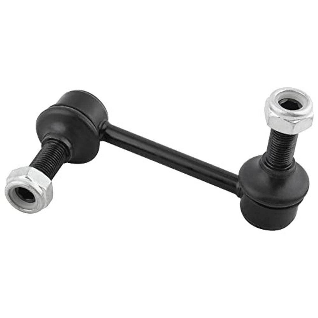 Single sway bar end link with black boots and silver hex nuts on threaded studs