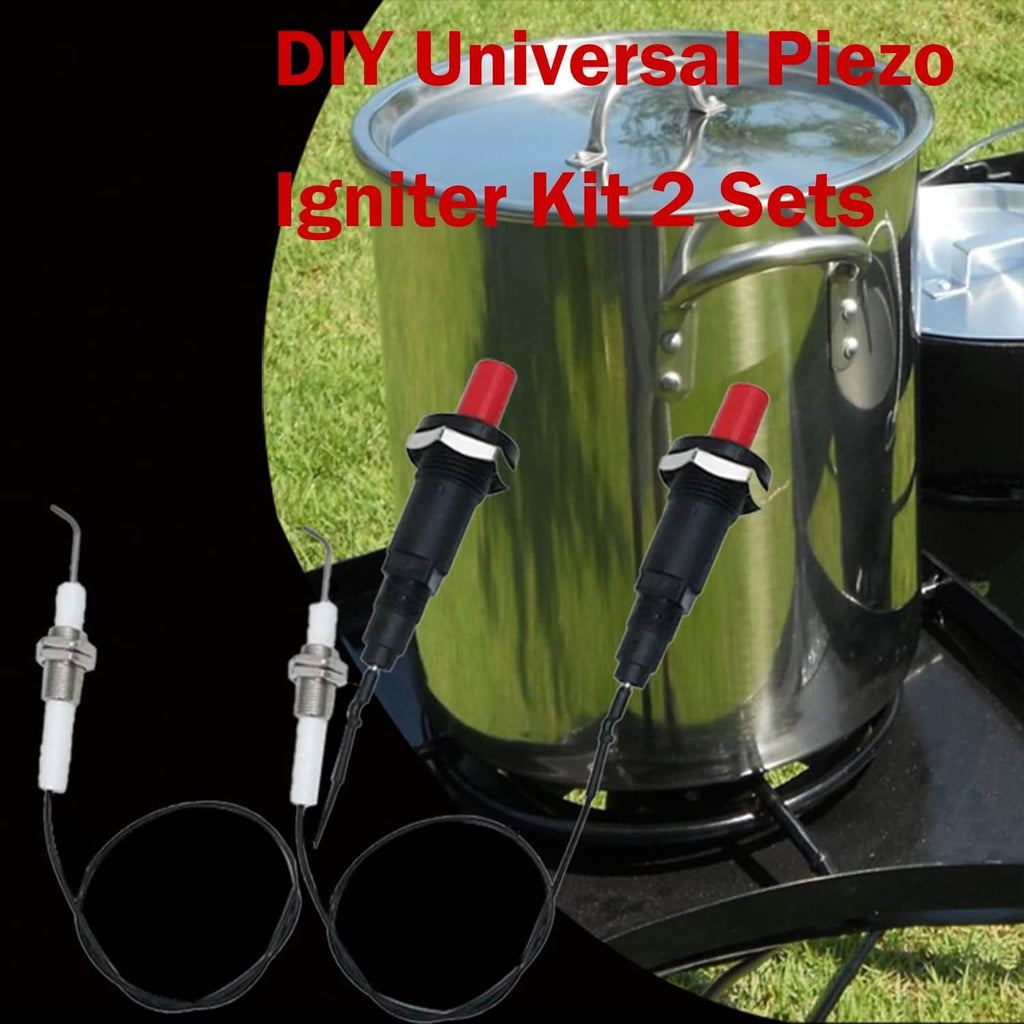 DIY universal piezo igniter kit set with two black modules, red caps, and dual cords
