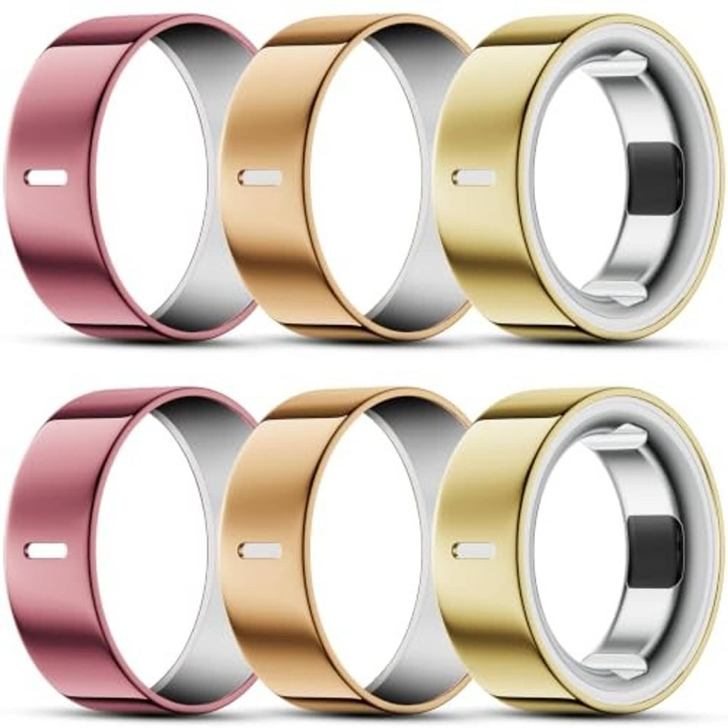 TPU ring covers in pink, gold, and rose gold with open inner sensor window