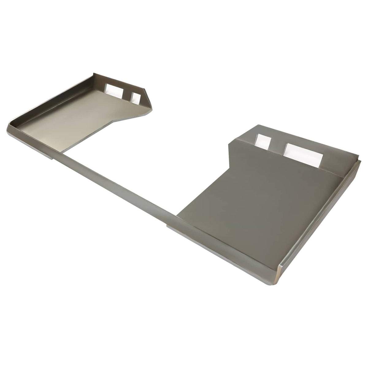 Gray metal quick tach style hollow mount adapter plate for skid steer loaders