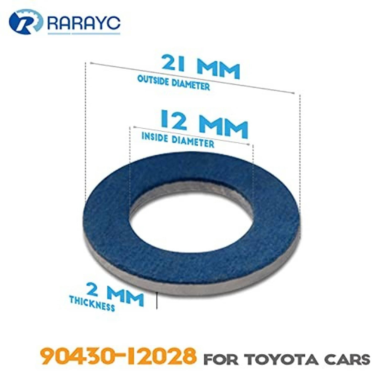 Blue oil drain plug crush washer, 21 mm outside, 12 mm inside, 2 mm thick