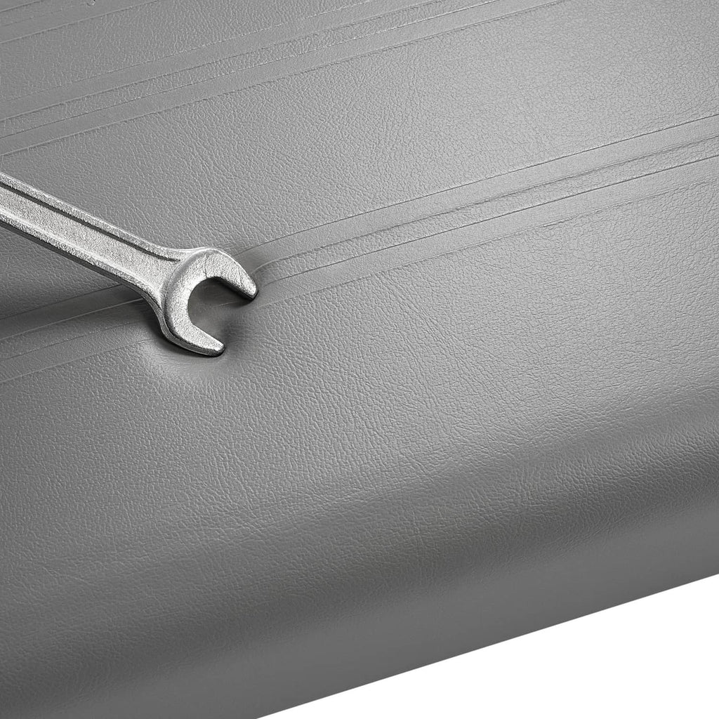 Gray cushion seam with wrench head shown near hardware area