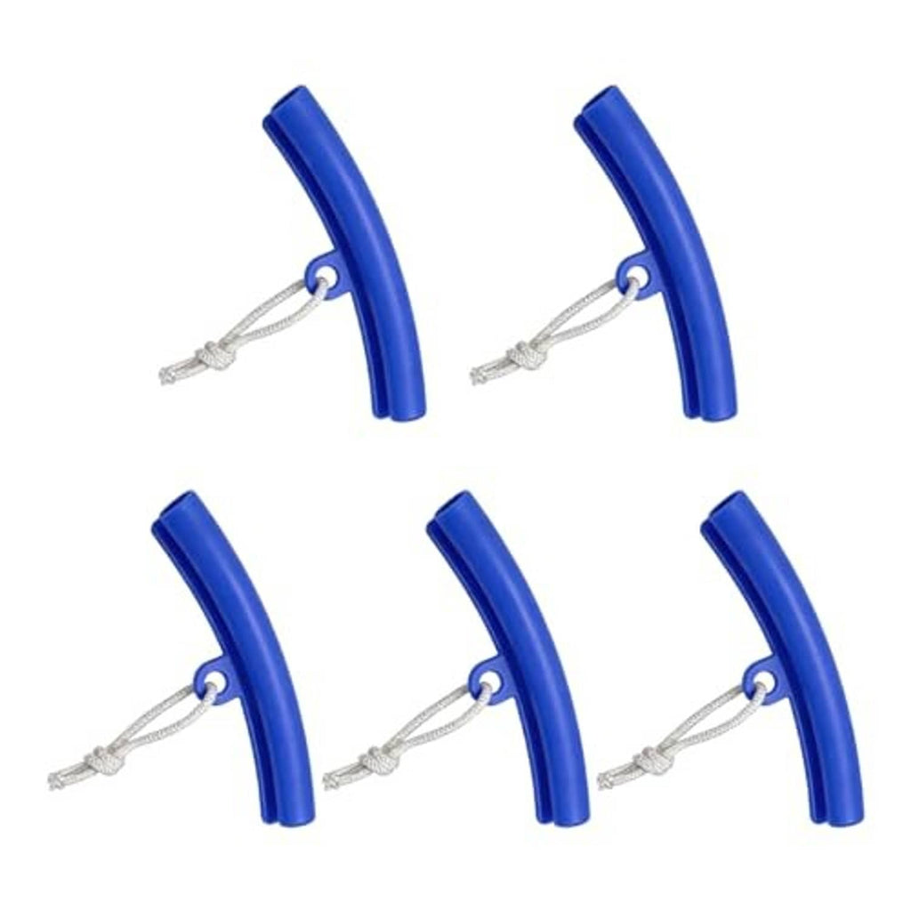 Blue tire rim protector guards set of five with gray lanyards
