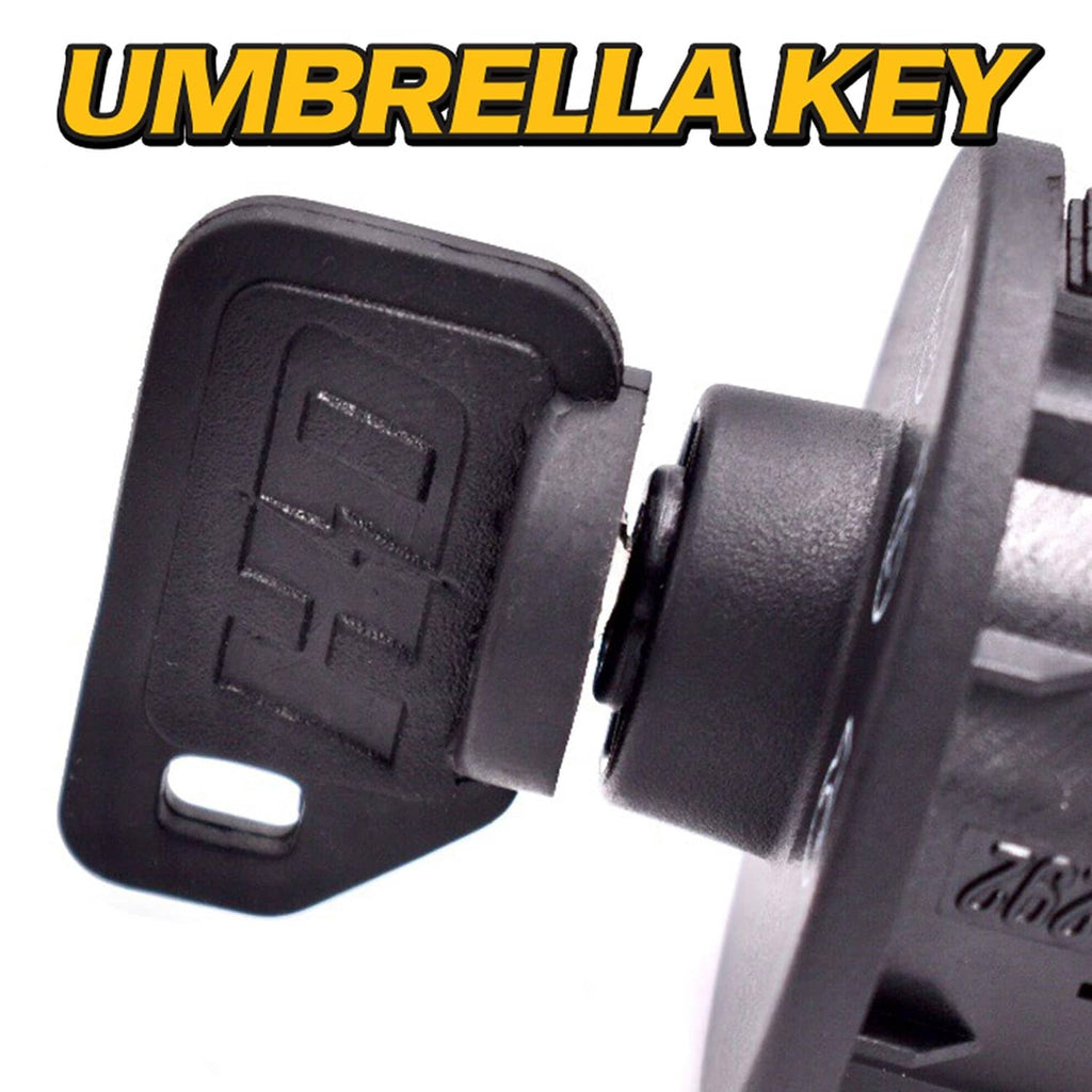 Ignition switch cylinder with black key cap and metal key blade