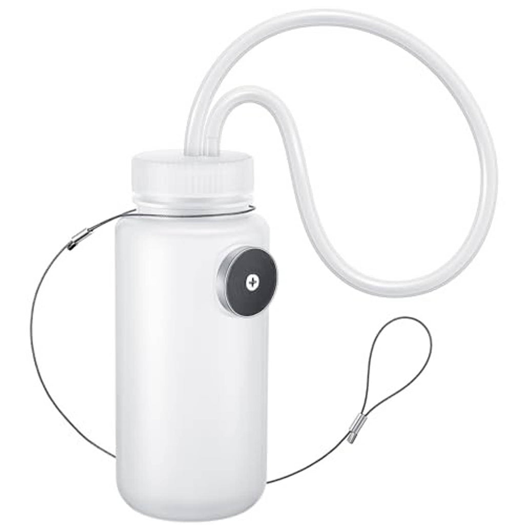 Brake bleeder bottle kit with white reservoir, looped hose, and connected tube