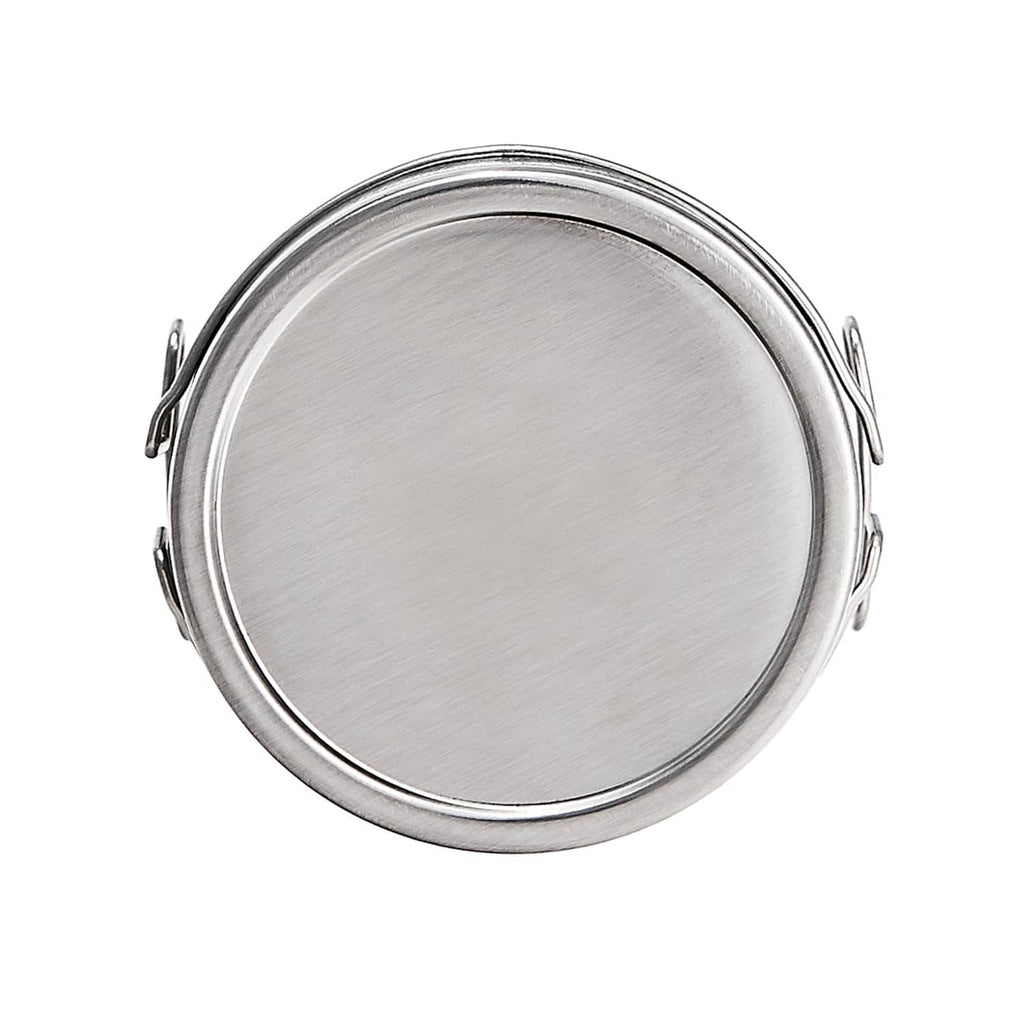 Grill surface thermometer back, brushed stainless steel face with side mounting clips