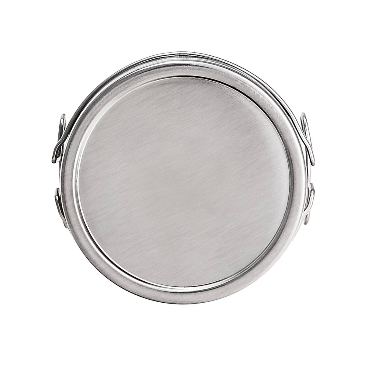 Grill surface thermometer back, brushed stainless steel face with side mounting clips
