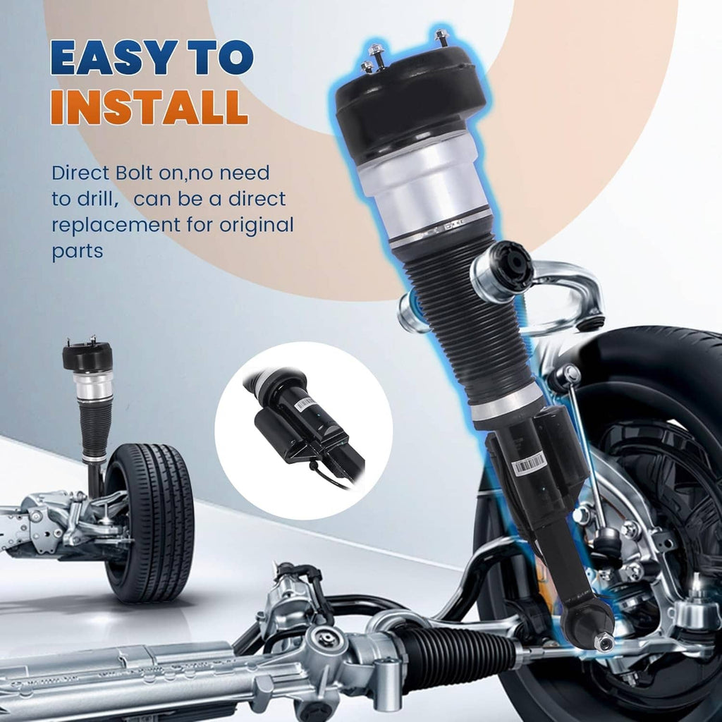 Air suspension strut shock absorber with black air spring sleeve and mounting parts